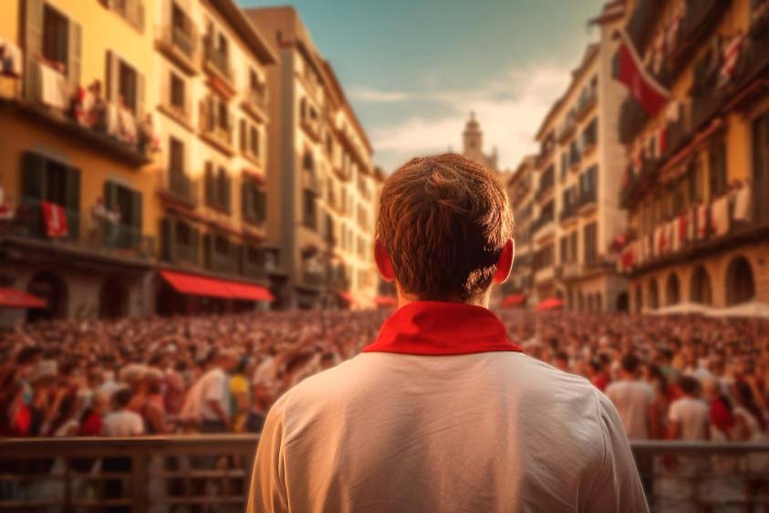 Running of the bulls in Pamplona